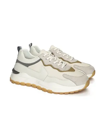 Кроссовки белые комбинированные на рельефной подошве